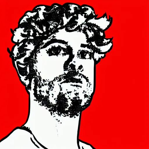 Prompt: red on white background ms paint doodle of man looking smug