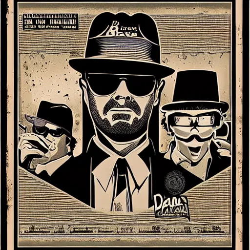 Image similar to blues brother poster, dan mumford - h 8 0 0