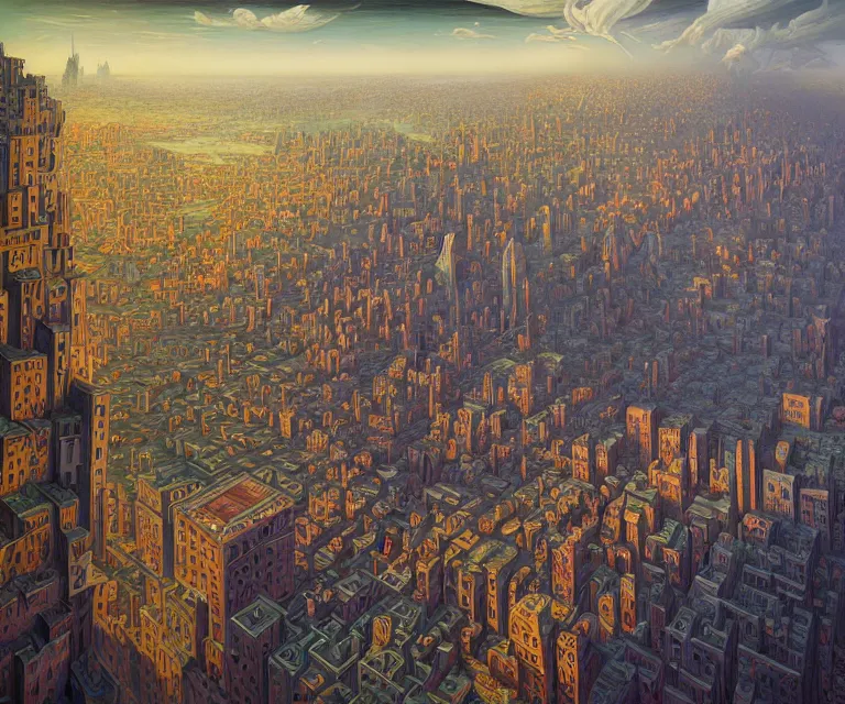 Prompt: hyper detailed 3d render like a Oil painting - a giant moridly obese man crushing a helpless city under his feet, despair, depressing and hopeless vibe, by Jacek Yerka, Mariusz Lewandowski, Houdini algorithmic generative render, Abstract brush strokes, Masterpiece, Edward Hopper and James Gilleard, Zdzislaw Beksinski, Mark Ryden, Wolfgang Lettl, hints of Yayoi Kasuma, octane render, 8k