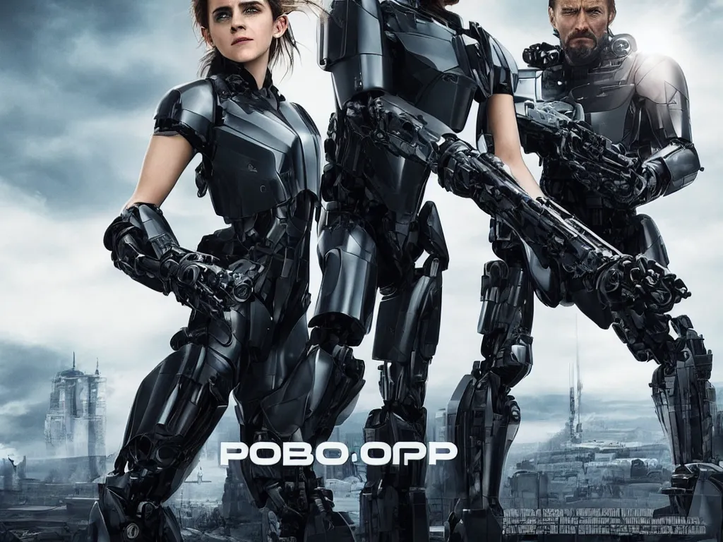 Prompt: emma watson starring in the new robocop movie, highly detailed movie poster in the russian cinematic style, epic scenery, produced by the russian ministry of culture, perfect studio light and composition, unsimulated real emotions, writed and directed by nikita mikhalkov and alexey balabanov, produced by fedor bondarchuk