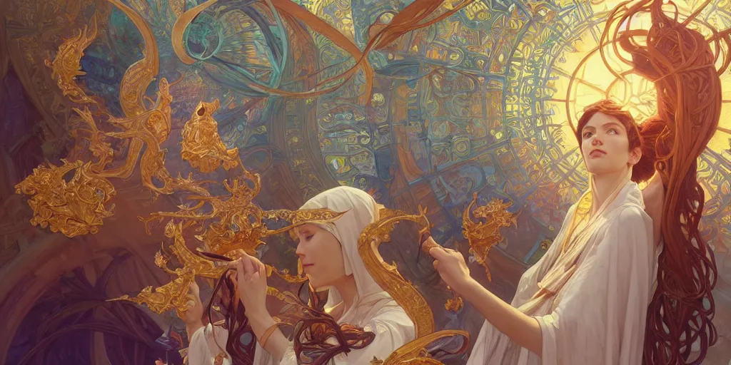 Image similar to sacred spaces, intricate, highly detailed, digital painting, artstation, concept art, smooth, sharp focus, illustration, Unreal Engine 5, 8K, art by artgerm and greg rutkowski and alphonse mucha, by Jesper Ejsing, by RHADS, Makoto Shinkai and Lois van baarle, ilya kuvshinov, rossdraws