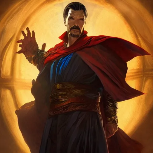 Prompt: Dr strange as a character in Diablo 3, gorgeous, beautiful, intricate, highly detailed, digital painting, artstation, oppressive lighting, concept art, sharp focus, illustration, art by greg rutkowski and alphonse mucha