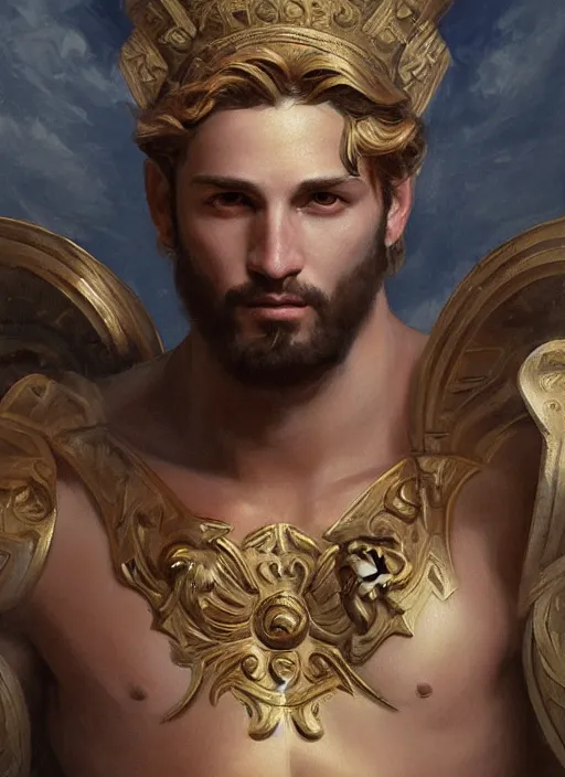 Image similar to digital _ painting _ of _ greek god _ by _ filipe _ pagliuso _ and _ justin _ gerard _ symmetric _ fantasy _ highly _ detailed _ realistic _ intricate _ port