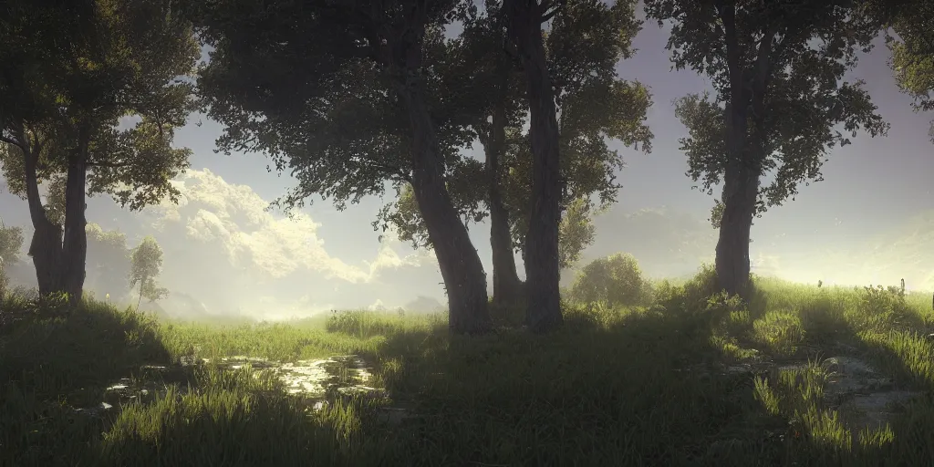 Image similar to landscape, 8 k uhd, unreal engine, octane render in the artstyle of kuindzhi