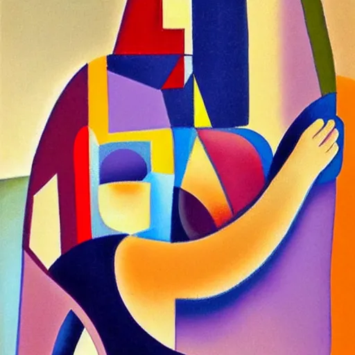 Image similar to woman woman as the natural landscape, her curves form the mountains and rivers of this land, high quality art in the style of cubism and georgia o'keefe,