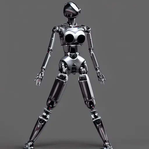 Image similar to womanized humanoid robot made of steel, unreal engine, ray tracing, 8 k, uhd, ultrarealistic, highly detailed