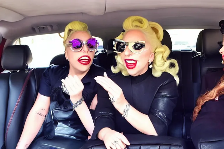 Image similar to lady gaga and judy garland carpool karaoke