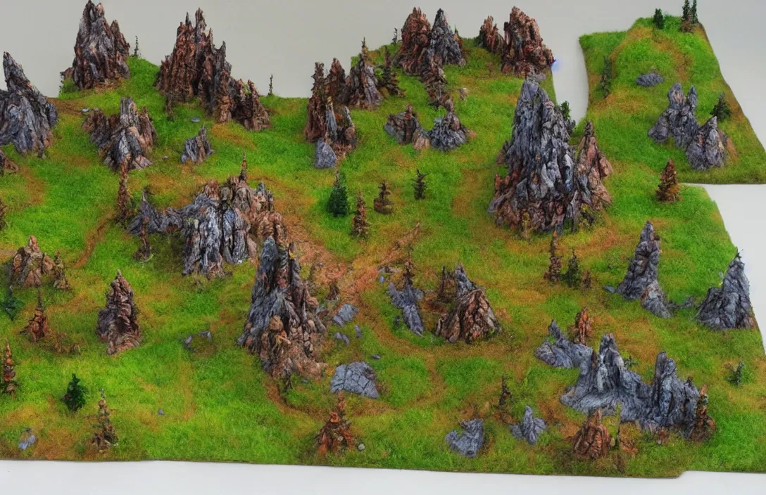 Image similar to fantasy terrain with unreal trees of different colours