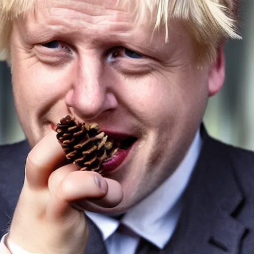 Prompt: Boris Johnson eating a pinecone, hyper realistic, 4K, realistic