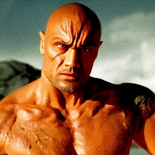 Image similar to still frame of the rock cosplaying as leah from star wars