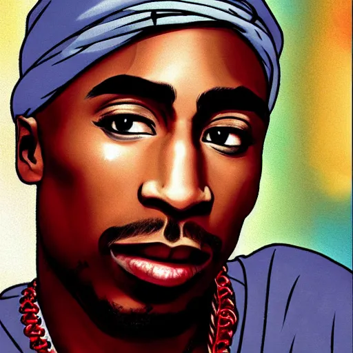 Image similar to Tupac Shakur, screenshot from a 2012s anime