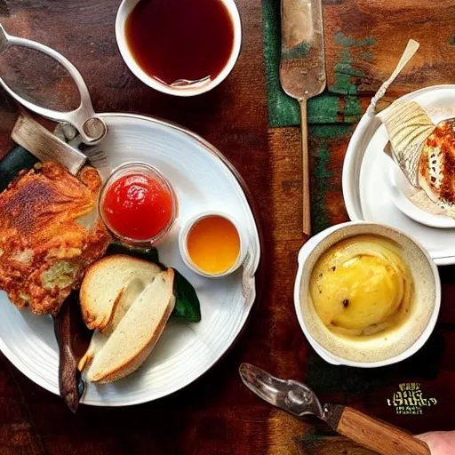 Prompt: A beautiful picture of a full irish breakfast made by an award winning photograph of National Geographic