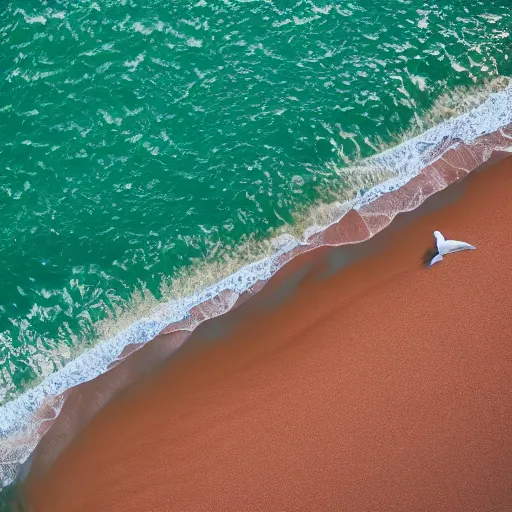 Image similar to simmetrical photo of a seagull flying seen exactly from above. Watching down. Seagull seen from above. 4k still award winning. Pleasant look and colors. Sea on the background.