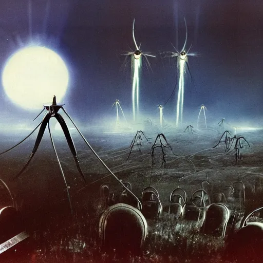 Prompt: War of the Worlds Tripod, Jeff Wayne Album Art