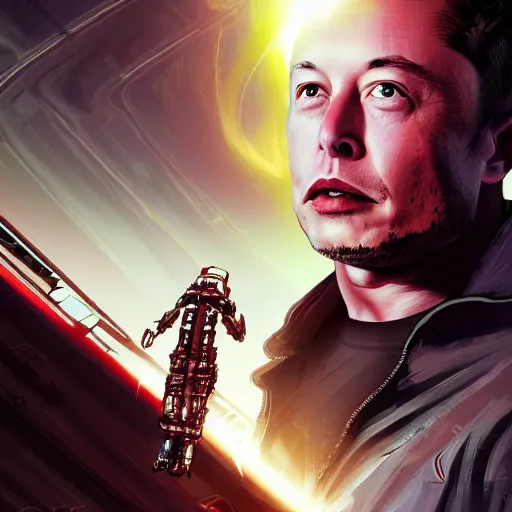 Image similar to elon musk in cyberpunk style on mars digital art very detailed 4 k detailed super realistic