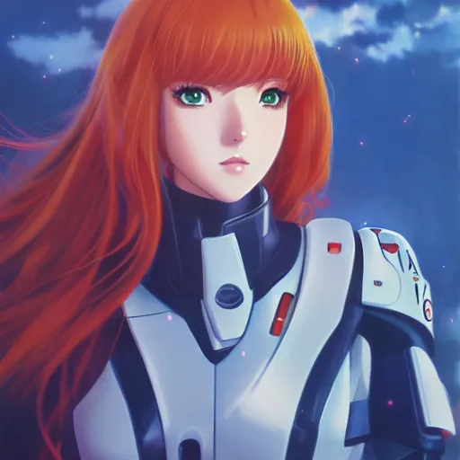 Image similar to An anime portrait of beautiful girl still from Robotech 1985 by Stanley Artgerm Lau ,WLOP, Ilya Kuvshinov ,James Jean, Andrei Riabovitchev , symmetrical