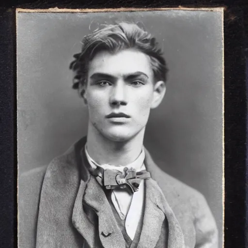 Image similar to a very beautiful young man, old west