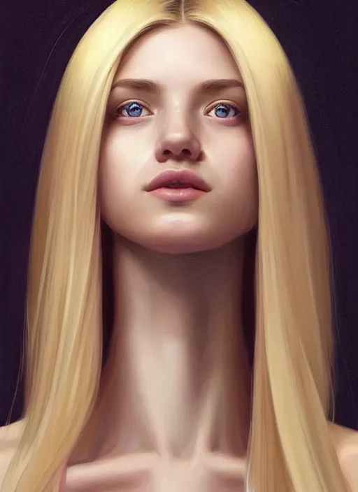 Image similar to symmetry!! portrait of young woman blessed with ever - increasing physical and mental perfection, slice - of - life, realism, blonde hair, perfect face!! intricate, elegant, highly detailed, vision of holy perfection!! digital painting, artstation, concept art, smooth, sharp focus, illustration, humanity, art by artgerm and greg rutkowski and alphonse mucha