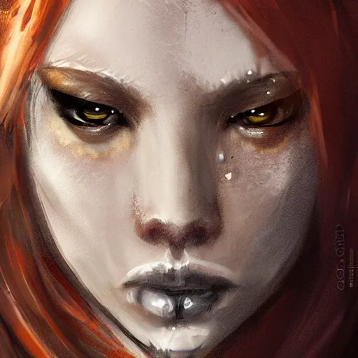 Image similar to Character portrait, face close-up, in the style of Bastien Lecouffe-Deharme, of Anthro leopard warlock