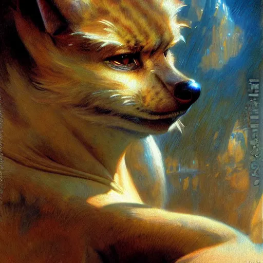 Prompt: a portrait of a furry alien in the pool. highly detailed painting by gaston bussiere, craig mullins, j. c. leyendecker, furry