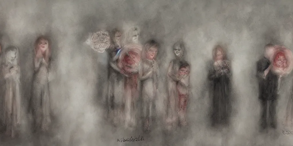 Prompt: Funeral procession by Nicoletta Ceccoli