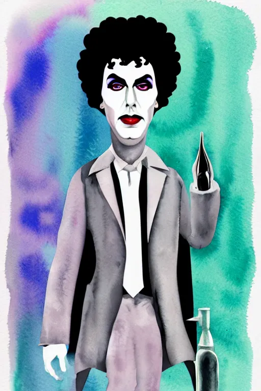 Image similar to minimalist watercolor art of dr. frank - n - furter, illustration, vector art