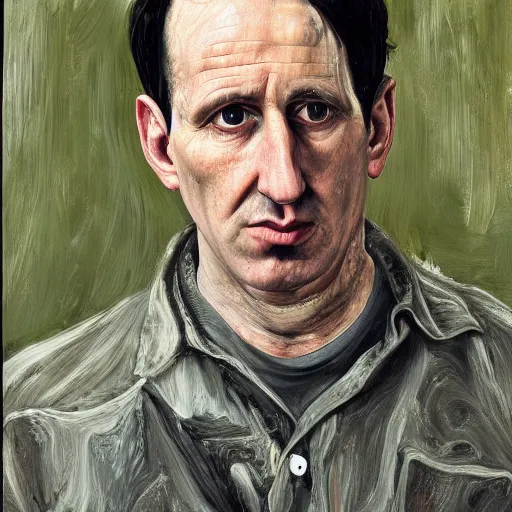 Prompt: high quality high detail painting by lucian freud, hd, trent reznor portrait