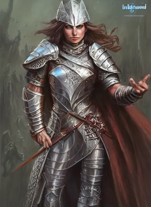 Prompt: female knight, ultra detailed fantasy, dndbeyond, bright, colourful, realistic, dnd character portrait, full body, pathfinder, pinterest, art by ralph horsley, dnd, rpg, lotr game design fanart by concept art, behance hd, artstation, deviantart, hdr render in unreal engine 5