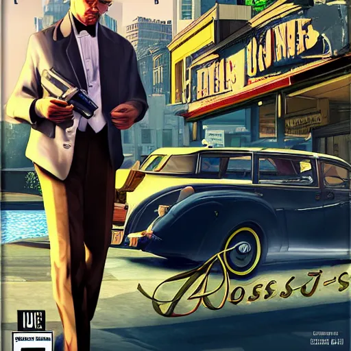 Image similar to James Joyce GTA V cover art