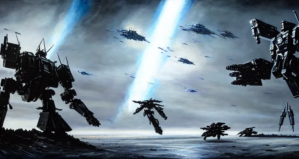 Image similar to hyper realistic sci - fi matte concept art painting of epic cinematic battle between michael bay transformer mecha fighting on the moon, guns, missiles, explosions, beautiful details, strong composition painted by kim jung guweta studio rutkowski, james gurney and greg rutkowski, and lucasfilm, smooth, intricate, detailed, sharp focus, cinematic