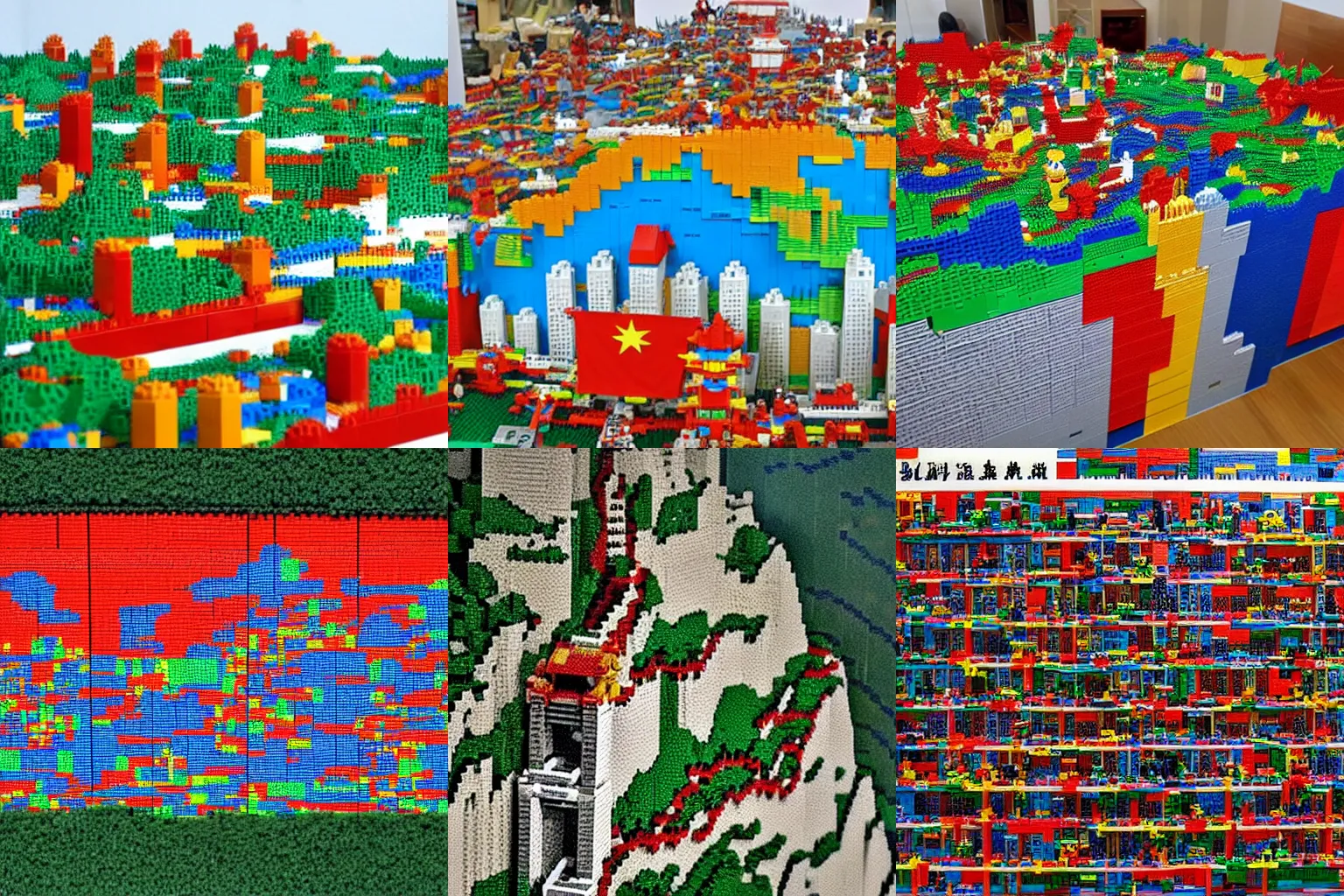 Prompt: the wall of china made of lego