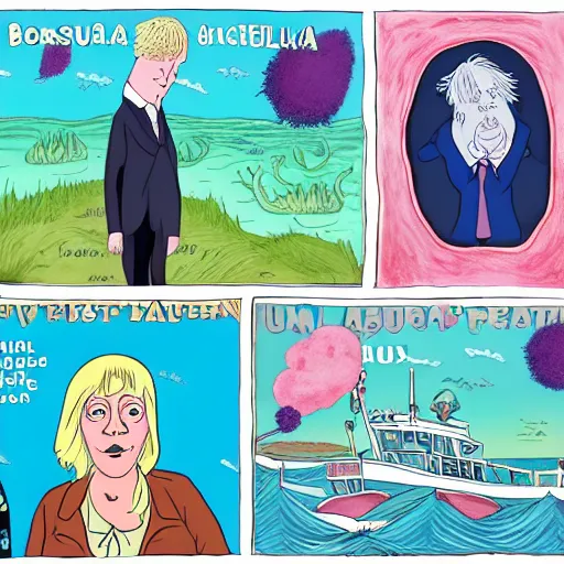 Prompt: ursula the sea witch, boris johnson, by lisa hanawalt, bojack horseman