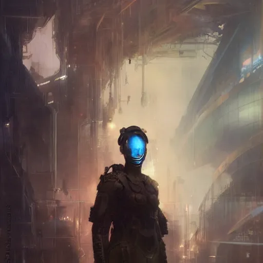 Image similar to a cybergoth, dystopian mood, sci-fi character portrait by gaston bussiere, craig mullins