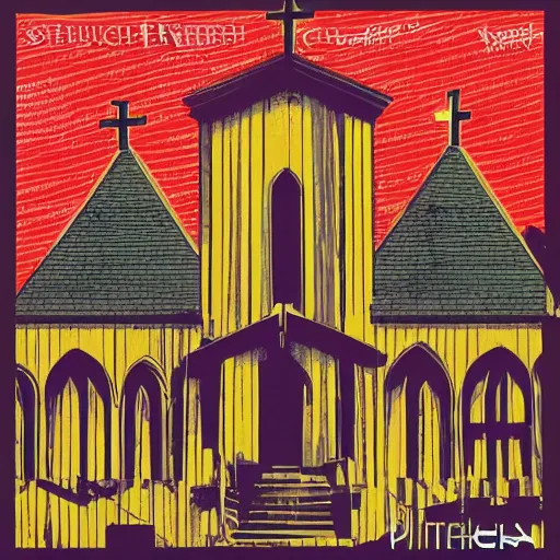 Image similar to church steeple album cover, poster art, cover art