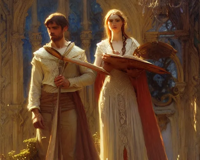 Image similar to dante and beatrice. highly detailed painting by gaston bussiere, craig mullins, j. c. leyendecker 8 k