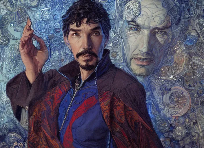 Image similar to a highly detailed beautiful portrait of stephen strange, james gurney, james jean