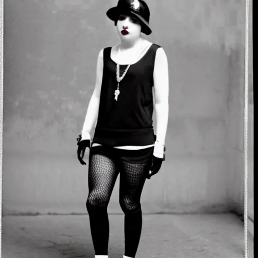 Image similar to female streetwear blogger, in the 1920s, full body portrait shot