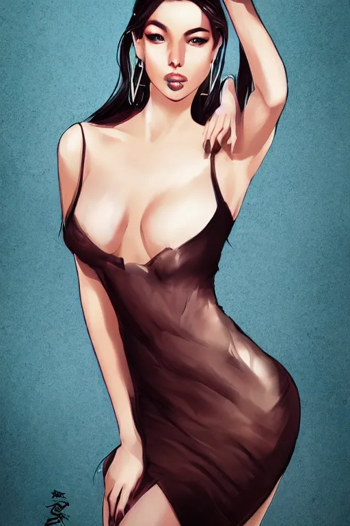 Image similar to Seductive and alluring bodycon dress portrait, by artgerm, WLOP and Ross Tran