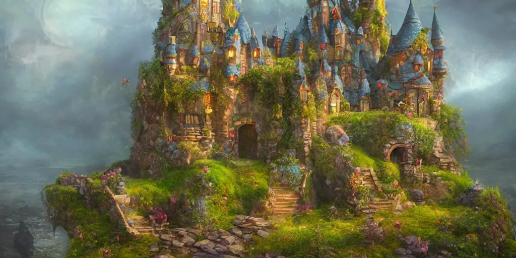 Image similar to a fairy castle, extremely detailed oil painting, unreal 5 render, fantasy digital art, octane render, beautiful composition, trending on artstation, award-winning photograph, masterpiece