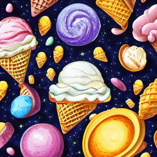 Prompt: the ice cream galaxy, realistic fantasy illustration
