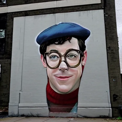 Prompt: Street-art portrait of Matthew Broderick from Ferris Bueller's Day Off movie in style of Etam Cru