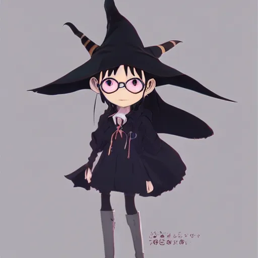 Image similar to full body character concept art, anime key visual of a little witch with big googles, delicate features finely detailed perfect face, gapmoe yandere grimdark, trending on pixiv fanbox, painted by greg rutkowski makoto shinkai takashi takeuchi studio ghibli