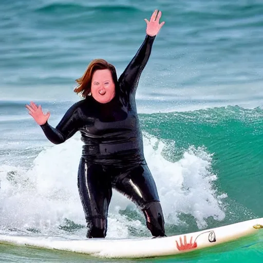 Image similar to photo of melissa mccarthy surfing a wave