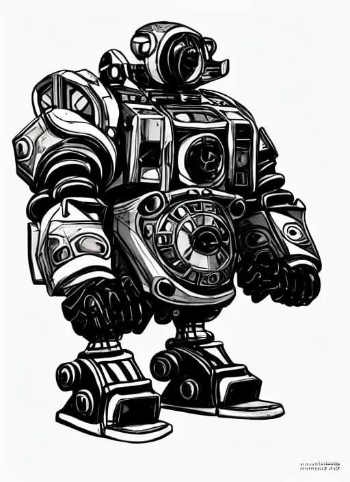 Image similar to dwarf fighter sitting in chair robot mech, exquisite details, black beard, white background, by studio muti