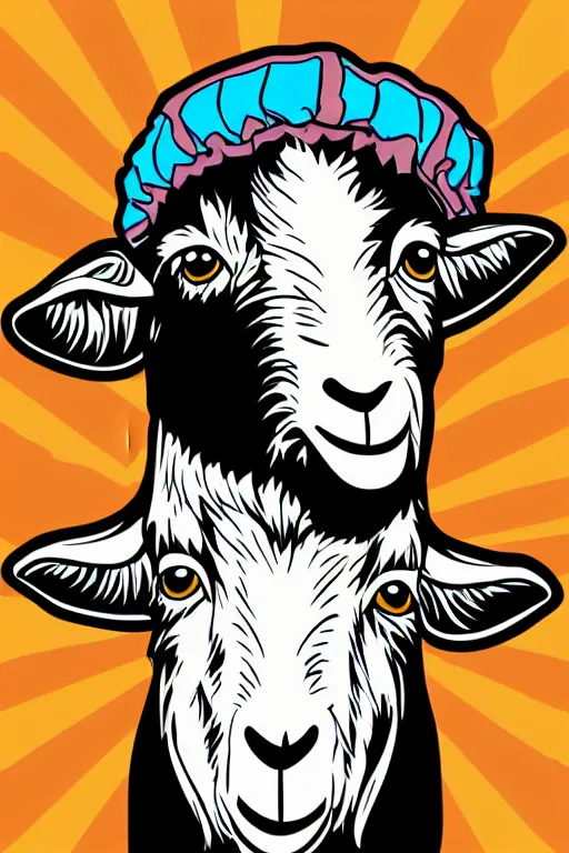 Image similar to A portrait of a goat wearing a sweatband, sticker, colorful, illustration, highly detailed, smooth and clean vector curves, no jagged lines, vector art, smooth