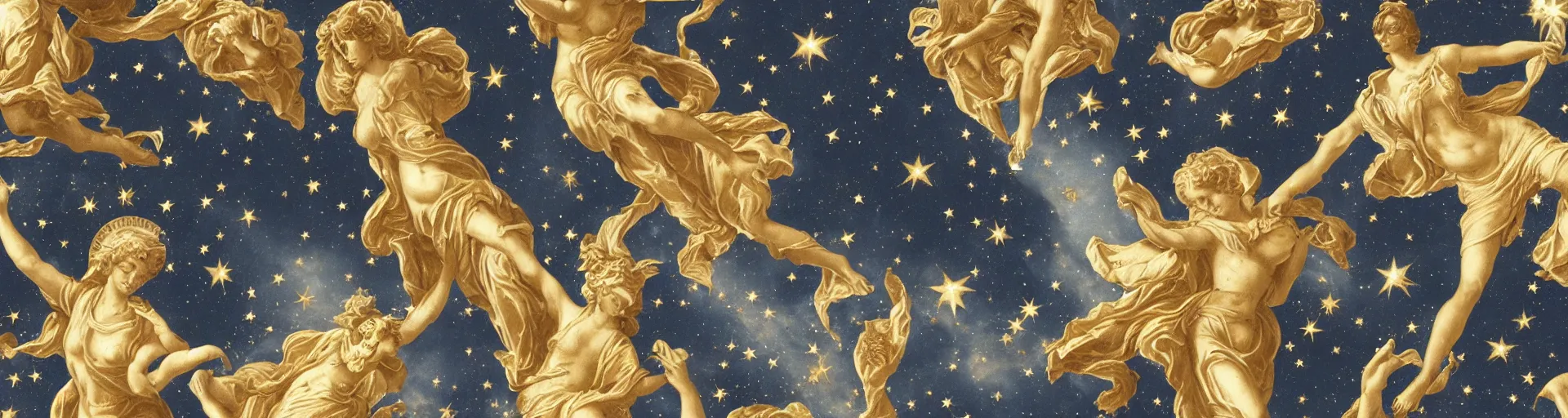 Prompt: saint Woman, Venus, gravitas, beautiful, gracious, baroque marble and gold in space, stars, clouds