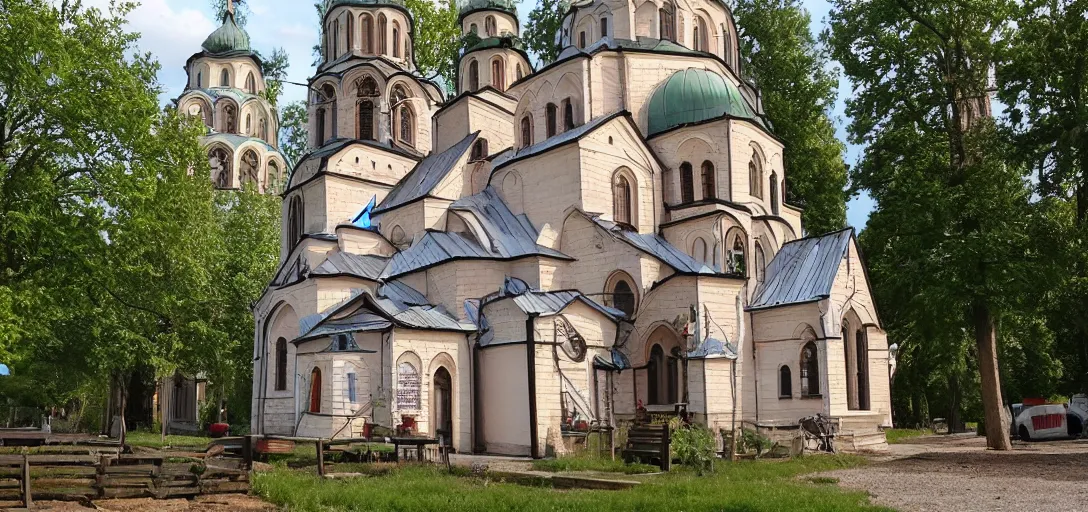 Image similar to tiny home that looks like st volodymyr's cathedral.