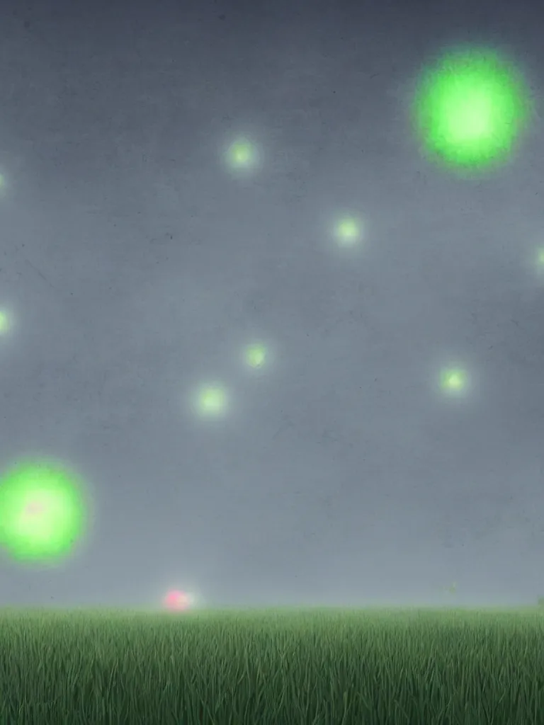 Image similar to neon orbs in an empty field by disney concept artists, blunt borders, rule of thirds