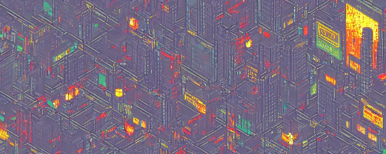 Image similar to blade runner city, pixel art. very detailed 1 6 bit