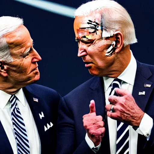 Prompt: trump kissing joe Biden